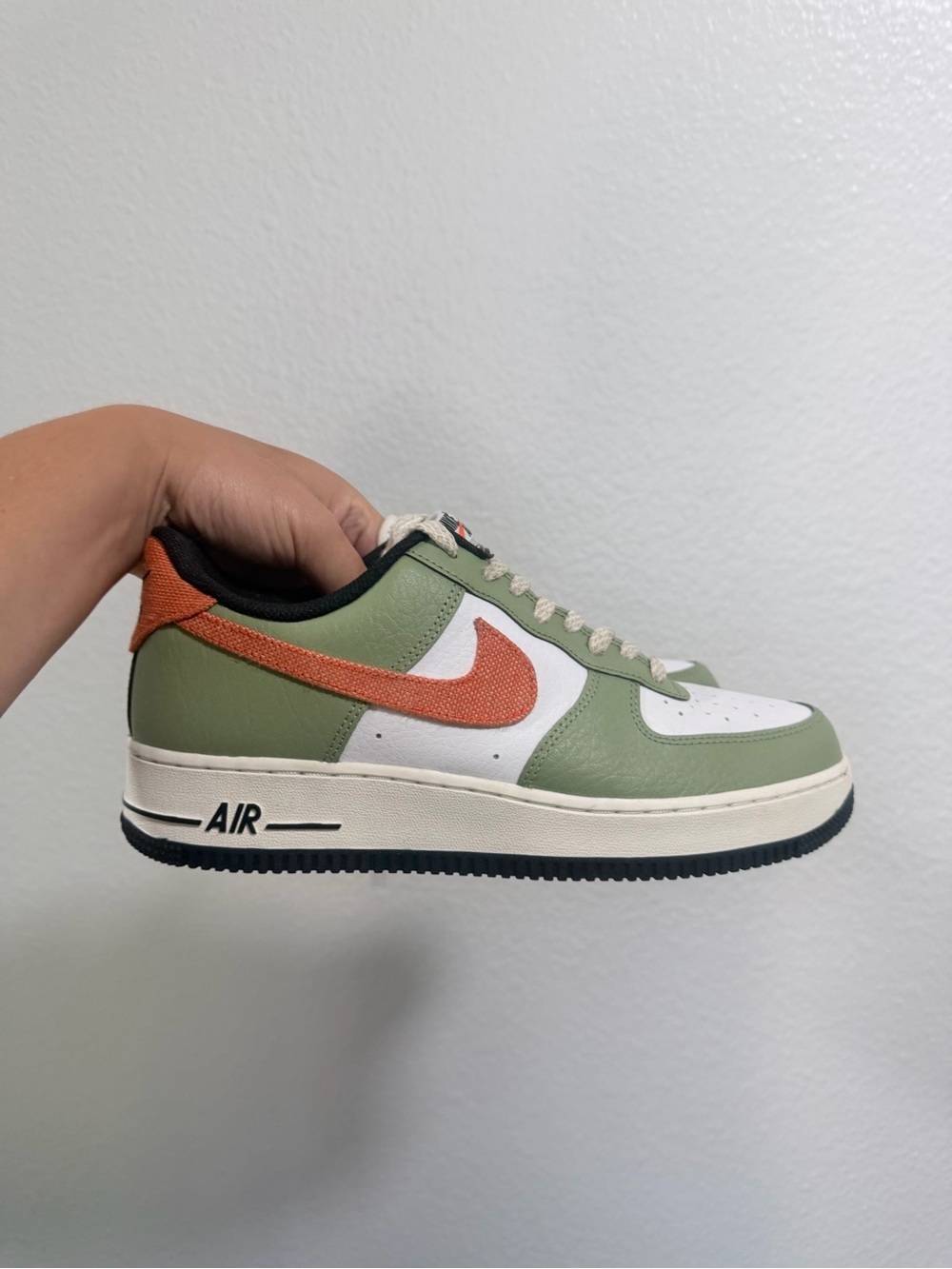 Nike Low Top Sneaker — Olive Green, White & Orange - Picture 6 of 10